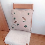 刺繍 クッションカバー【キリン】