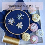 刺繍図案と糸のセット　金糸ワンポイント9種