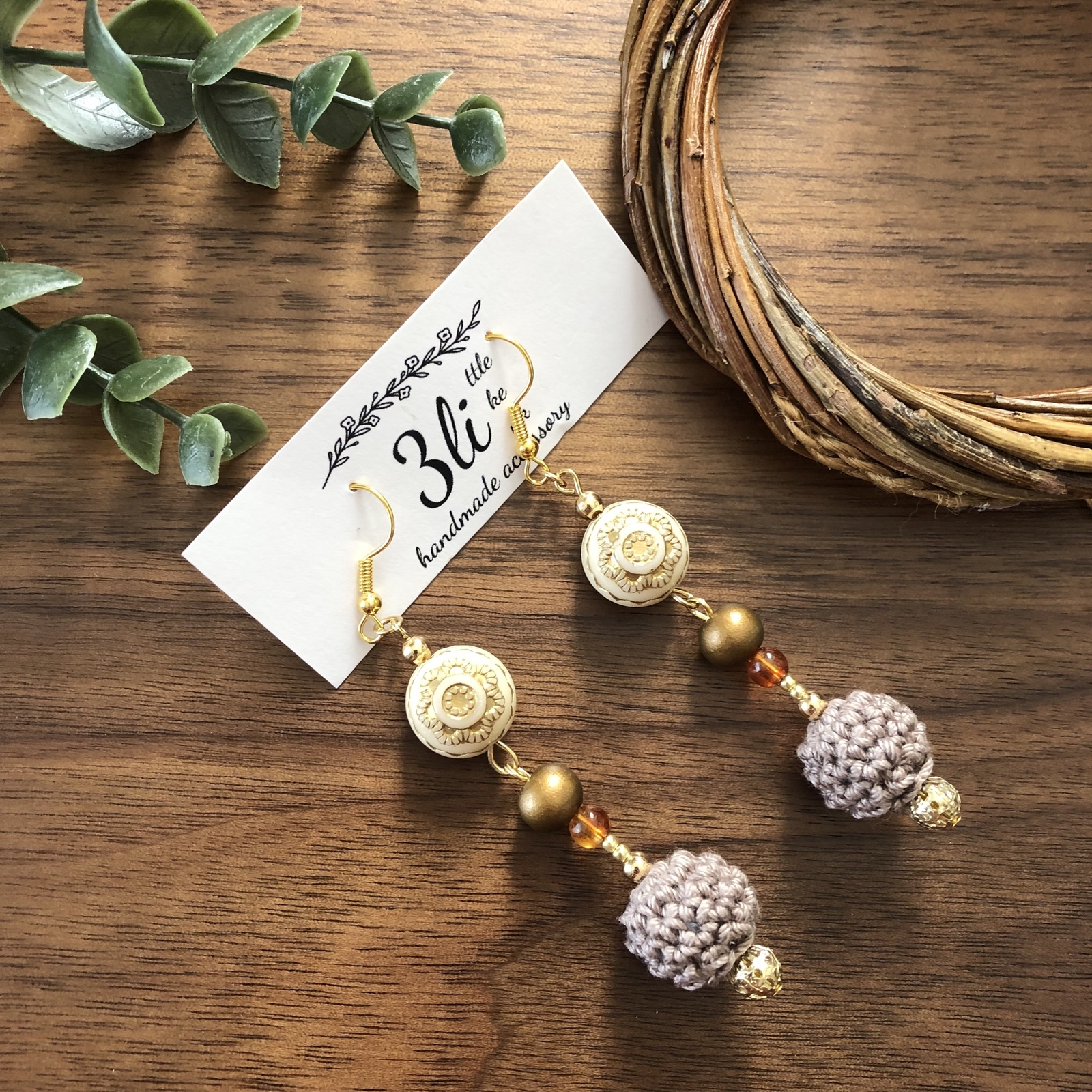 タッセルヘアゴム カニカン ムラサキ - 3li(スリー)handmade accessory