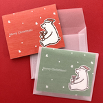 しろくまのクリスマスメッセージカードとトレーシングペーパーミニ封筒のセット