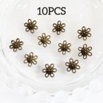 10個 花 フラワー コネクター パーツ チャーム/金古美【10㎜×9㎜】 (taimetalP-480） アジアン 中華 チャイナ