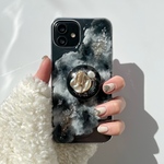 【black】【スマホグリップ付き】ニュアンスiPhoneケース￤全機種対応