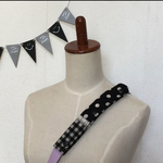水筒ショルダー肩紐カバー  ナチュラルドット黒＋レース＋チェック黒/黒　再3
