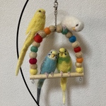 ※専用ページです※薫様ご依頼、セキセイインコちゃんブランコと実物大セキセイちゃんです♪羊毛フェルト