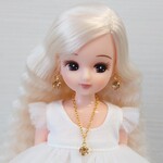 254リカちゃん ネックレス(GベージュCS)とピアスのセット1105