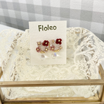 【ﾋﾟ･ｲ】小花リース　ピアス　イヤリング　赤系 🌸4