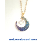 moon♡space blue heart ネックレス