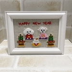 tiamil様オーダー品　【送料無料】刺繍　フレーム　インテリア　トイプードル　お正月