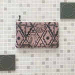 ミナペルホネン　symphony  ミニポーチ　ポケットつき　14  ピンク×モスグリーン　ミナペルホネン の刺繍生地