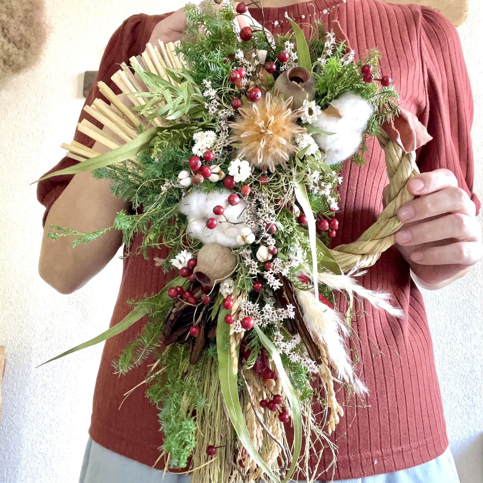 大きめ 飾る向き×クリスマス×しめ縄8way クリスマスリース しめ縄