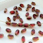 24個・7×4.5ｍｍ・レッド・ガラスビーズ・変形オーバル・22102513