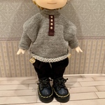 ねんどろいどどーる/オビツ11兼用　2wayドルマンプルオーバー　目標グレー×薄ゴールド釦(風)