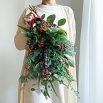 【クリスマス2025】フレッシュ針葉樹たっぷりスワッグ　Mサイズ　＊受注後作成、受付順に発送＊