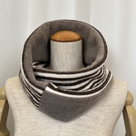 メルトンフリースのあったかねじりスヌード　カーキーボーダー