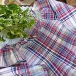 natural**(L)春～夏チェック半袖チュニック
