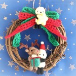 限定２点パンダのクリスマスリース（直径１５ｃｍ）