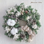 30㌢ コットンフラワーのWhite xmasリース