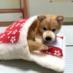 お布団で　丸まってくつろぐ柴犬ちゃん🛌羊毛フェルト