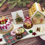 改良版　ミニチュア　お菓子のお家とクリスマスのケーキセット　プレーン