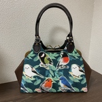 がま口あおりバッグ＊落ち葉と野鳥