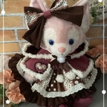 最終クリスマス　リーナベルS☆茶ドット柄ワンピース☆コスチューム6点セット☆ボア付きケープ☆