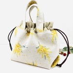 ご予約品　ミモザ　さんかくまち　お花の巾着バッグ　　