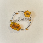 黄色いお花のwelcomeリース ワイヤーアート 