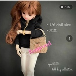 H様専用ページ　1/6 doll size本革バッグ　センターピンクドット