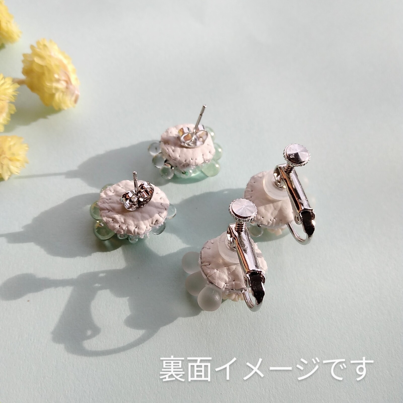 olive雫ビーズ刺繍 ピアスorイヤリング - y＿coco | minne byGMO