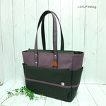【ku様専用】№1404 倉敷帆布ボックストート＊ムラサキ×チャコール