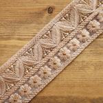 【1mカット済み】　カラー　チュール　インド刺繍リボン 【ベージュ】　
