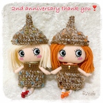 ２周年記念🍁秋のどんぐりまつり♡thank you ペアset /顔　♡ミトン付き