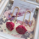 ラベンダー薔薇ピアス♡