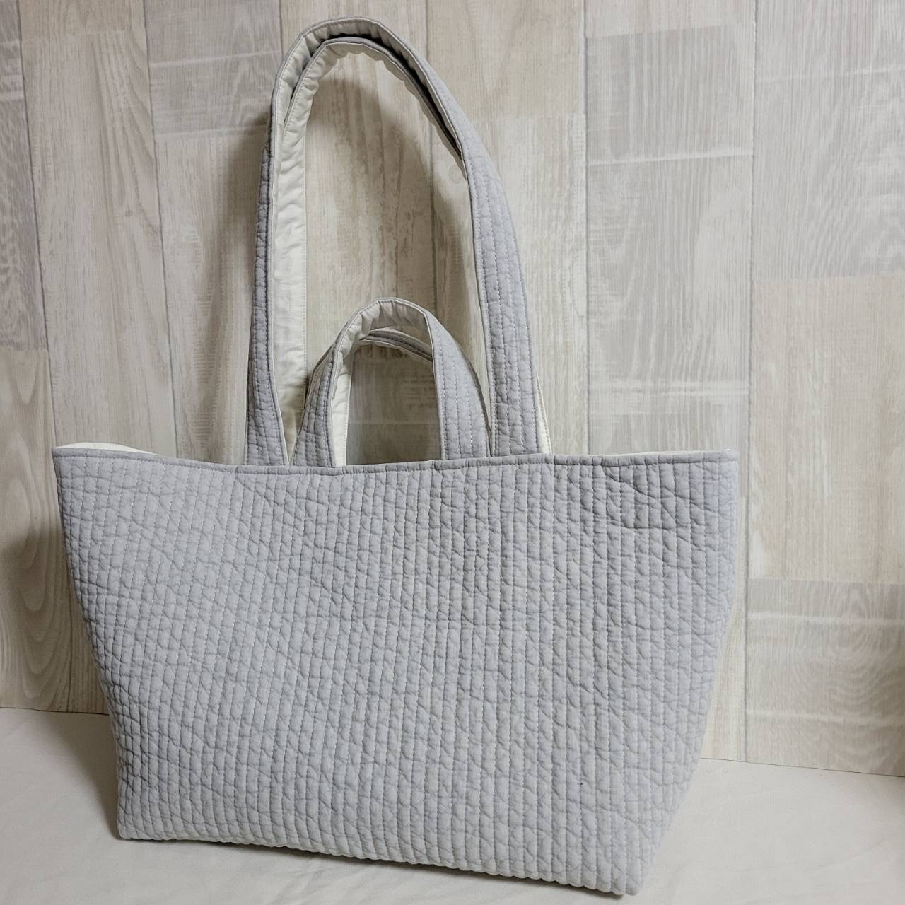 2way ヌビバッグ ヌビ マチ付 グレー バッグ 韓国 キルト NUBI