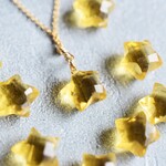 【限定数】イエロークォーツ　スターカット　サージカルステンレスネックレス40㎝ 