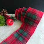 ✿送料込 み✿　クリスマスカラーのチェック柄　フェルト生地幅広リボン