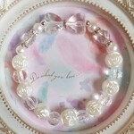  *＊～ 冬の天使 ～＊* (シルバー)🤍ホワイトローズのハートリボン💖🎀💖 パール ビーズ ブレスレット✨恋愛成就💘縁結び🎀クリスマス🎄バレンタイン💝