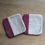 手刺繍入コースター2枚組〜ボルドー〜