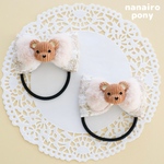 リボンヘアゴム  キッズ　チェックツイード　くま