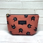 送料無料＊ぷっくりマロンポーチ☆黒猫Face