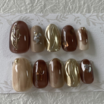 ニュアンスネイル　ネイルチップ　秋ネイル