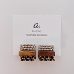 pierce・earring  ビーズ刺繍 wood×mix