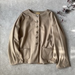 New:カシミヤウール素材:総裏付:ゆったりドルマンショートコート::キャメル:Lサイズ::羽織り
