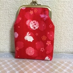 がま口　L＊使い方いろいろ　和柄　ウサギ　赤