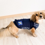 犬服【navy×チェック柄🦜タンクトップ】