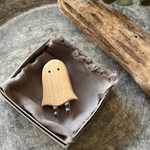 おばけちゃんの木のBooローチ(ブローチ)・sky blue×brown
