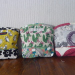北欧調綿麻のパッチミシン刺繍ポーチ