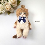 【新作】 羊毛フェルト 猫 スコティッシュフォールドのキーホルダー