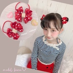 赤＆白ドット♡お花みたいな立体的な形のminiミニリボンのヘアゴム 2個set