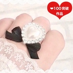 🎀再販🎀✨【№5】ハート パール の 夢かわ リング ハート パール リボン 地雷 量産型 可愛い 病みかわ フリーサイズ  フェミニン ビジュー ブラック シルバー ラッピング 大ぶり 小ぶり